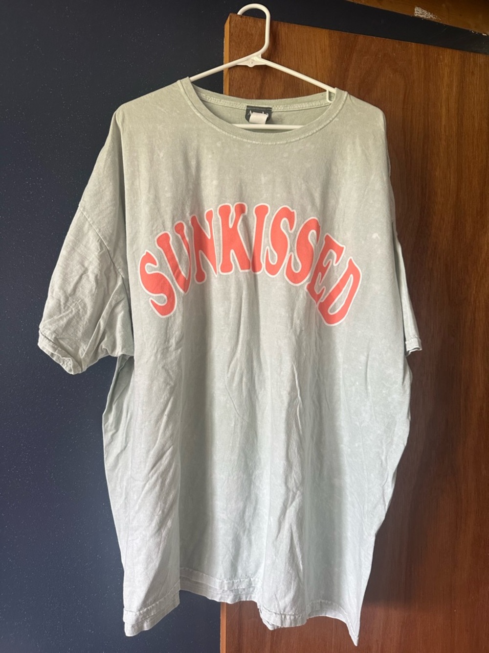 Sunkissed Graphic Tee in Light Blue with Coral Print